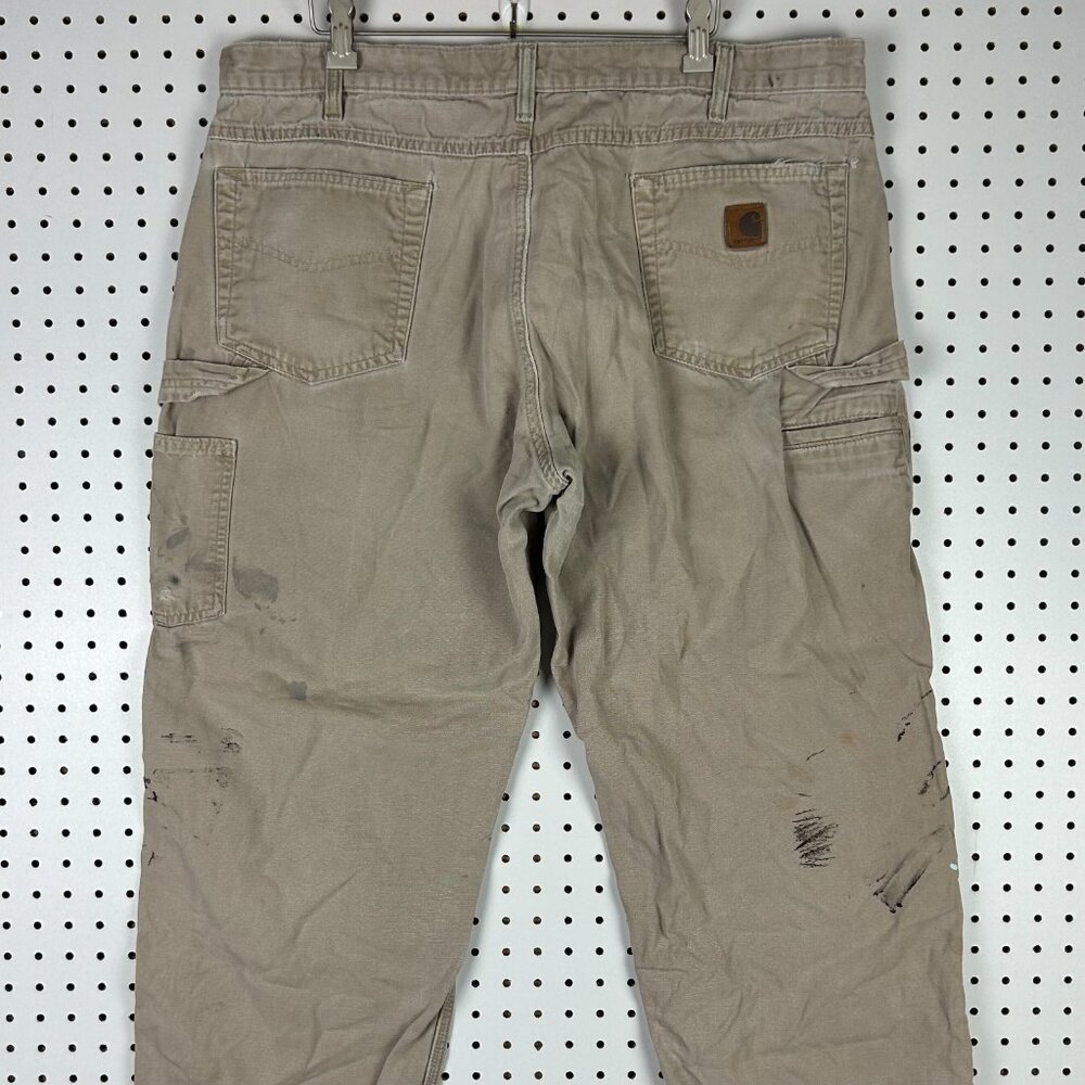 Carhartt Carpenter Pants 38x30 Painted Distressed Faded Work Wear Brown Loose‎ - Picture 2 of 8